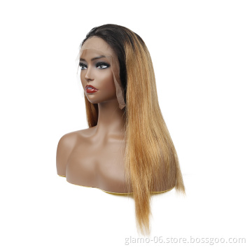 13x4 Pre Plucked Straight Brown And Blonde Highlight Human Hair Wig,Blonde Highlighted Wigs,Brown Blonde Highlight Human Hair